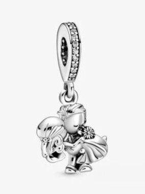 New Pandora Married couple sterling silver dangle with clear cubic charm